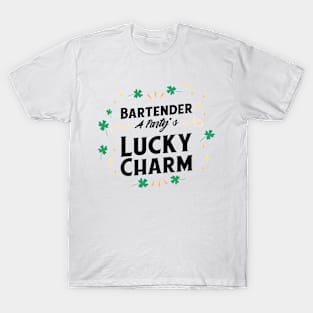 St. Patrick's Day Shamrock Clover Bartender Lucky Charm T-Shirt